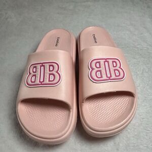 Bebé Womens Sandals Pink 3D Logo Pool ,resort Vacation  Size 8 Lightweight